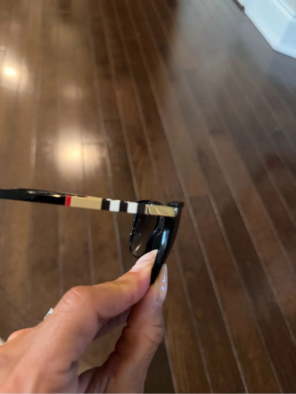 Burberry Black Sunglasses with Multicolor Temple Accent